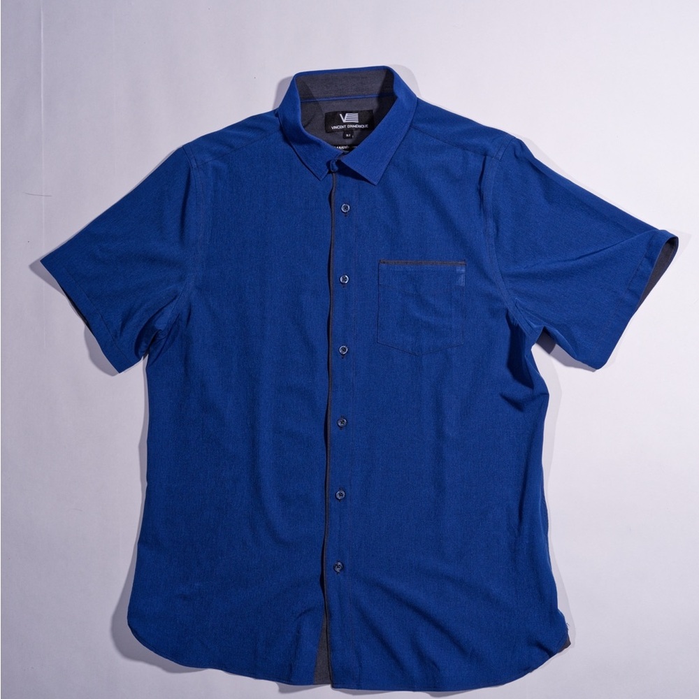 Vibrant Blue Casual Button Down Shirt for Men